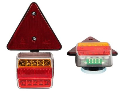 Koncové LED světla s trojúhelníky na přivěsný vozík 7,5m+2,5m, magnet