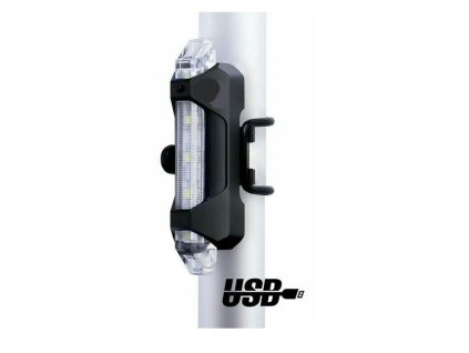 Svítilna na kolo přední, 5xLED, 15lm, USB, nabíjecí, bílá