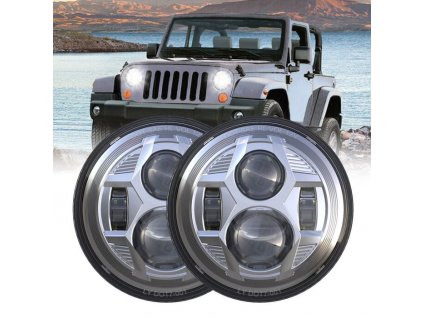 LED přední hlavní světlomety 7” 9-16V/45W (sada) DOT SAE HL (stříbrné)