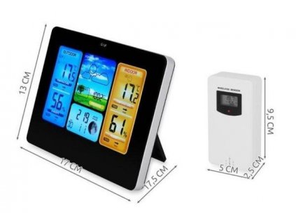 Meteorologická stanice s bezdrátovým snímačem, barevný displej