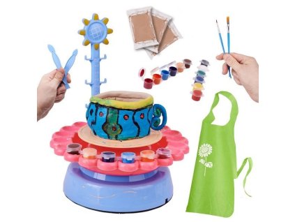 Kreativní sada hrnčířský kruh pro děti +hlína a malování