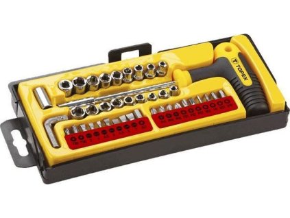 Bity a nástrčné hlavice s rukojetí 41ks, TOPEX