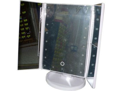 Kosmetické zrcátko skládací s LED osvětlením, bílé