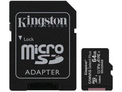 Paměťová karta KINGSTON micro SDHC 64GB Class 10 + adaptér