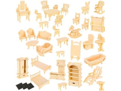 Puzzle nábytek pro panenky 34 ks