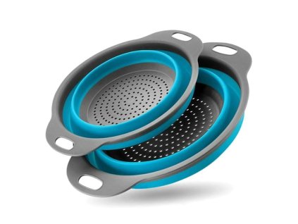 Skládací silikonový cedník šedo-modrý 2 ks