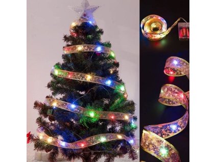 Ozdobná stuha LED zlatá 10m 100LED vícebarevná