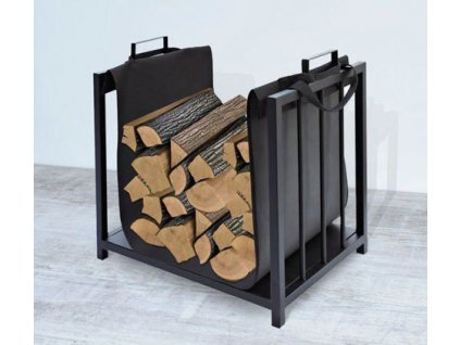 Koš na dřevo, ocel černá Kaminer