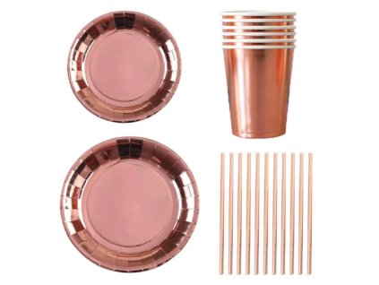 Sada elegantních papírových brček, talířků a kelímků