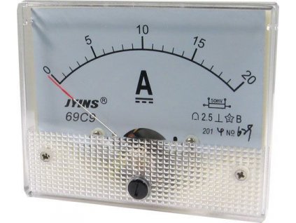 Analogový panelový ampérmetr 69C9 20A DC(50mV), bez bočníku