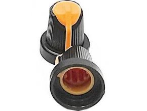 Prístrojový gombík 15x17 mm, hriadeľ 6 mm čierny oranžový