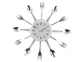 Kuchyňské nástěnné hodiny s příbory stříbrné