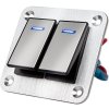 Hliníkový panel se 2 vypínači Rocket switch 12/24V - modré podsvícení