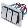 Hliníkový panel se 3 vypínači Rocket switch 12/24V - modré podsvícení