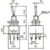 Přepínač pačkový MTS-302, ON-ON 3pol.250V/3A-mini-otvor 6mm