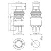 Přepínač stiskací PBS-24-302 250V/6A 3PDT 9P ON-ON