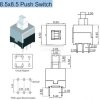 Přepínač stiskací ON-ON 2pol.30V/0,5A TURBO SWITCH 8,5x8,5x8,5mm