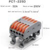 Rychlospojka PCT-225D pro kabely 0,08-4mm2 na DIN lištu