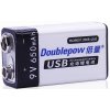 Nabíjecí baterie Li-ion 9V 650mAh 6F22, Doublepow, napájení USB