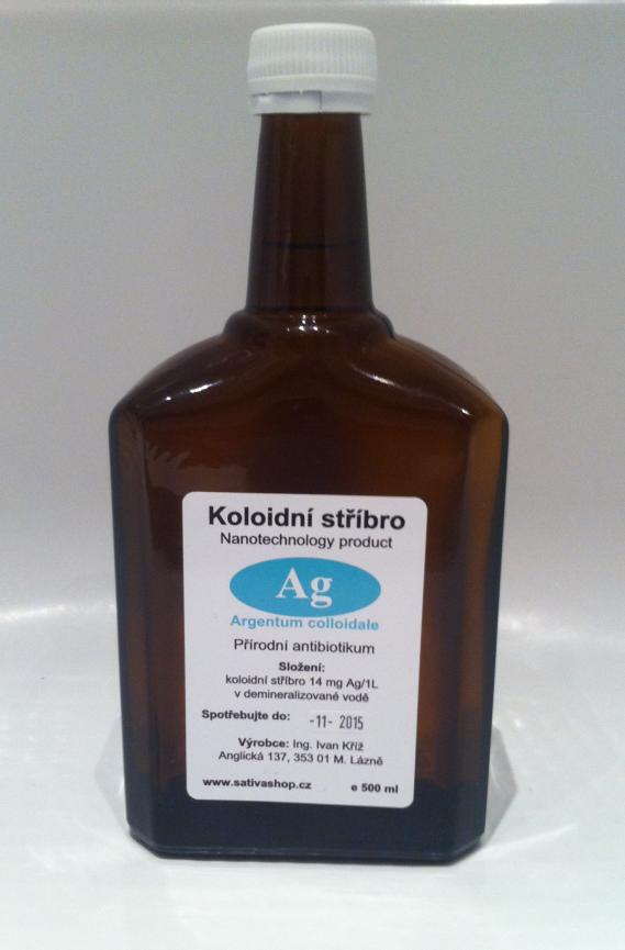 Koloidní stříbro 500 ml skleněná lékovka