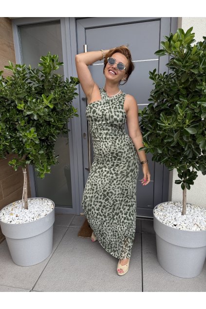 DLOUHÉ LEOPARDÍ ŠATY TRENDY ŠIFÓN