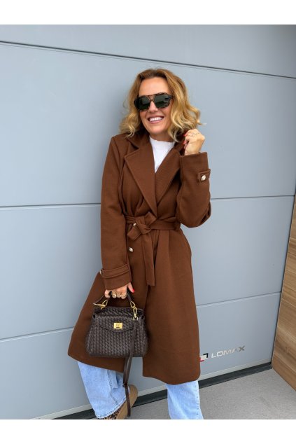 ČOKOLÁDOVÝ STRUKTUROVANÝ KABÁT CAROLYN