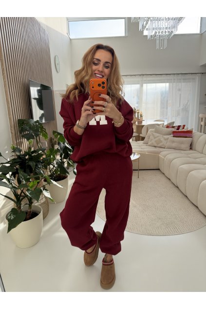 BORDÓ ZATEPLENÁ TEPLÁKOVKA MAMA