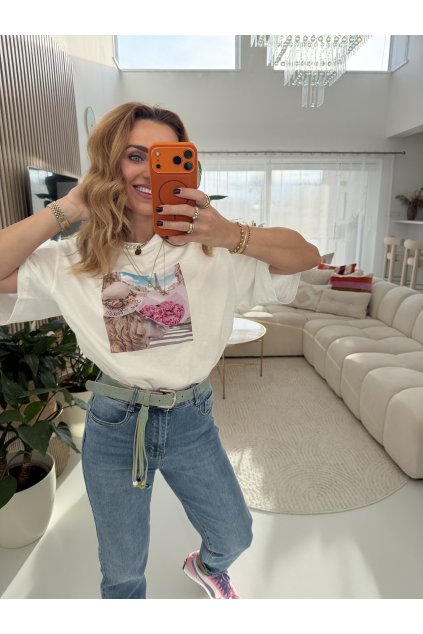 BÍLÉ OVERSIZE TRIKO PARIS