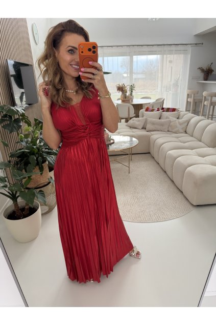 ČERVENÉ PLISOVANÉ ŠATY ATHÉNA