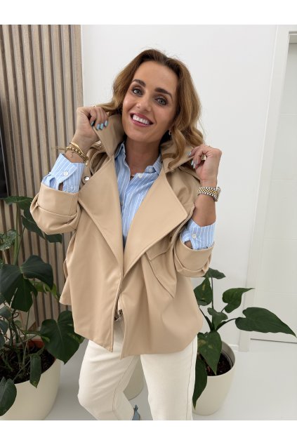 BÉŽOVÝ KOŽENKOVÝ KŘIVÁK SAHARA SOFT COAT