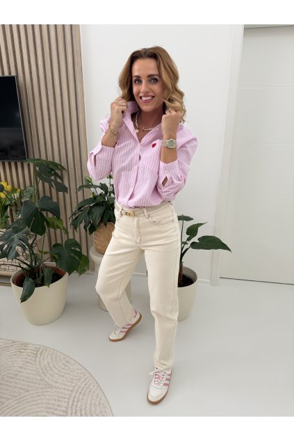 BÉŽOVÉ RIFLE MOM FIT CREAM LINE JEANS