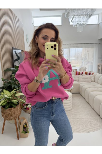 TMAVĚ RŮŽOVÁ MIKINA  "A"