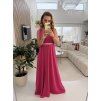 DLOUHÉ ŠATY S ROZPARKEM FUCHSIA ELEGANCE