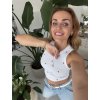 BÍLÝ CROP TOP SE SRDÍČKAMA LOVE STRIPES