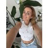 BÍLÝ CROP TOP SE SRDÍČKAMA LOVE STRIPES
