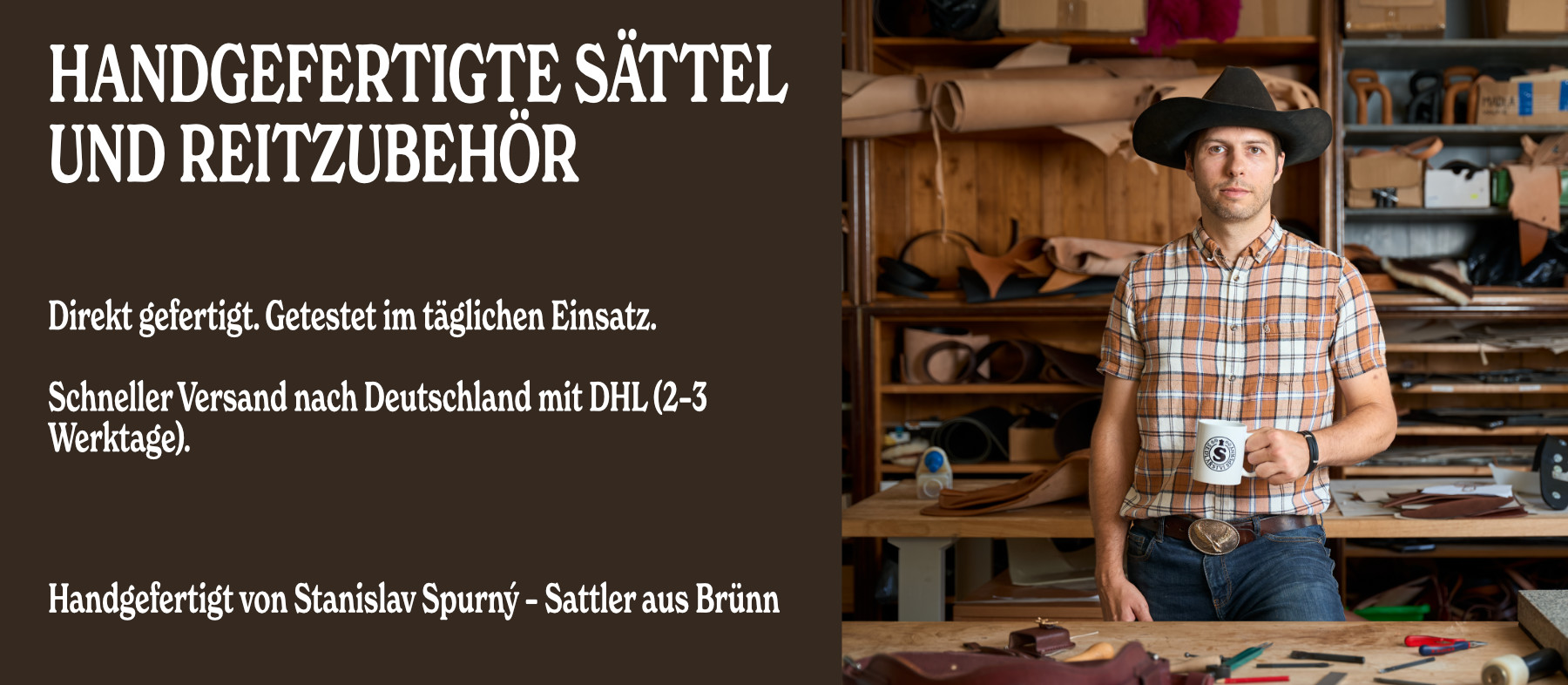 Titelbild der Sattlerei Spurný – langlebige, handgefertigte Ausrüstung aus traditionellem Sattlerhandwerk.