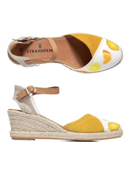 STRANDFEIN polokožené espadrilky na klínku