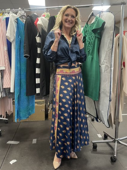 Zlato - modrá dlouhá sukně