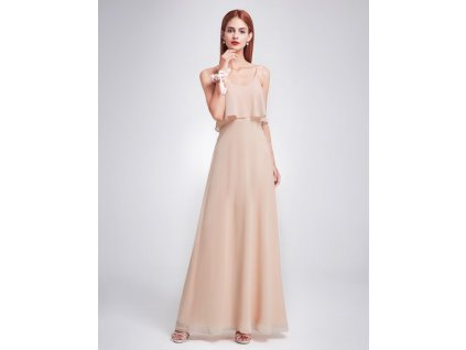 Béžové družičkovské šaty minimalistického stylu