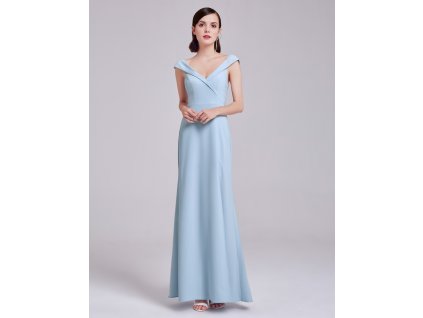 Světle modré elegantní šaty s přeloženým živůtkem