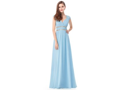 Světle modré šaty inspirované antikou ze šifonu