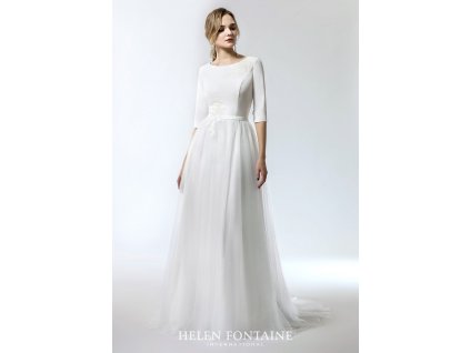 Boho svatební šaty s šedou tylovou sukní