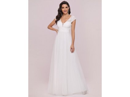 Svatební šaty s krátkými rukávky a zakrytými zády