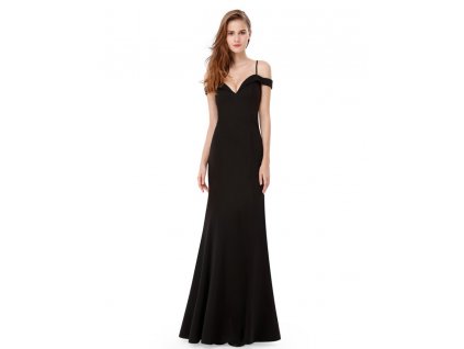 Černé dlouhé elegantní dámské šaty s odhalenými rameny