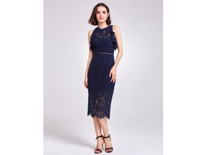 Námořnicky modré krajkové šaty s americkými průramky