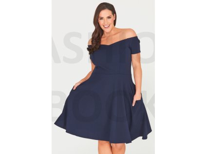 Fit and flare šaty se spadlými rameny