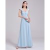 Světle modré elegantní šaty s přeloženým živůtkem