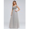 Šedé dlouhé šaty s Áčkovou sukní a živůtkem s flitry