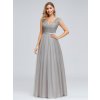 Šedé dlouhé šaty s Áčkovou sukní a živůtkem s flitry