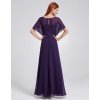 Tmavofialové dlouhé šaty s netopýřími rukávy